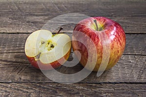 One large and one chopped apple