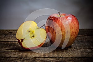 One large and one chopped apple