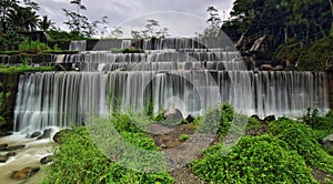 Multi Tiered Watu Purbo Lava Dam Waterfall Jogjakarta