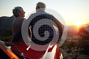 One of lifes greatest joys is to travel. a senior couple enjoying a road trip.