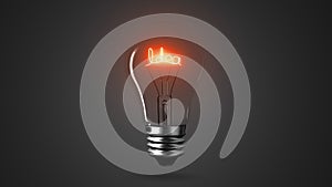 Lighting bulb lamp idea words on black background, 3D rendering