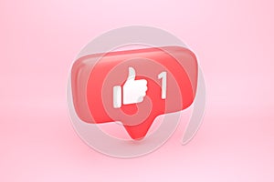 One like social media notification with thumb up icon