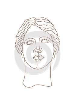 One line Ancient Greek goddess statue. Aphrodite or Venus ancient classical statue.