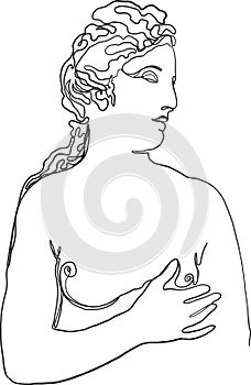 One line Aphrodite, Venus drawing sketch greek goddess sculpture