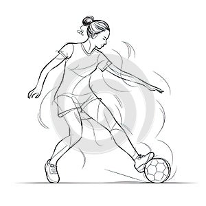 One Line Art of Football Player Kicking Ball Perfect for Sports Posters and Web Design.