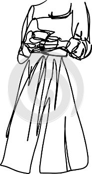 One line-art  sketch of a person in a dress