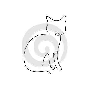 One line cat design silhouette.hand drawn minimalism style vector illustration