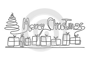 One Line Christmas Greeting Card