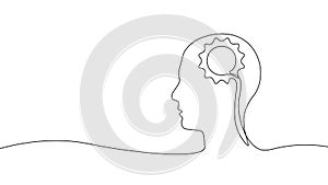 One line coaching session problem solution concept. Creative idea mindset line art psychologist therapy. Education