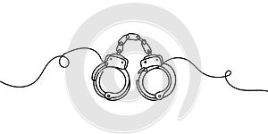 One line continuous drawing design of Handcuffs isolated on white background