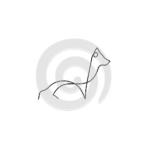 One line dog design silhouette. German Shepherd. Hand drawn vector illustration