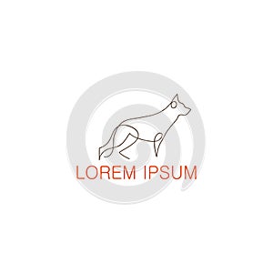 One line dog design silhouette. German Shepherd. Hand drawn vector illustration