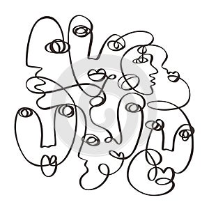 One line drawing abstract face abstract pattern