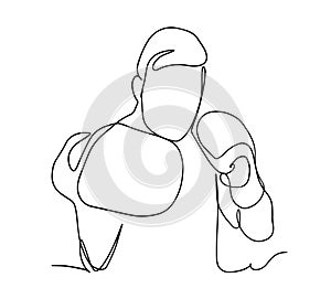 One line drawing of boxing vector. Boxer or fighter make a beat punch with hand. Sport game athlete theme.One continuous line