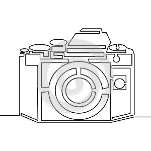 One line drawing of camera. Black image isolated