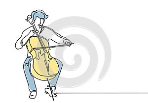 One line drawing cello music player performance minimalism design