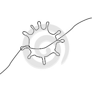 One line drawing coronavirus. Continuous line, minimalistic concept. Healthy lifestyle banner. Health care vector