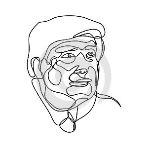 One line drawing of Donald Trump, republican presidential candidate. January 9, 2019. Minimalist continuous lineart. Vector