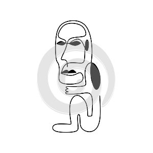 One line drawing ethnic human. Modern continuous line art tribal portrait. Abstract man with sad face. Ethnic style vector