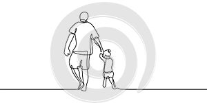 One line drawing of father and his daughter with happiness family concept minimalism continuous hand drawn vector illustration