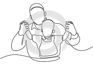 One Line Drawing of a Father Playing with His Child, Heartwarming Depiction of Bonding photo