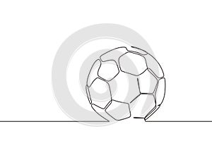 One line drawing of football ball vector illustration minimalist design