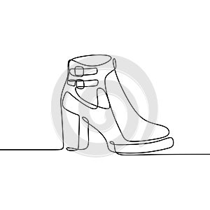 one line drawing of highheel shoe for woman fashion isolated on white background vector illustration