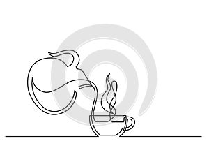 One line drawing of isolated vector object - coffee cup and jar