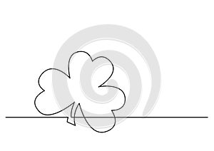 One line drawing of isolated vector object - four leaf clover