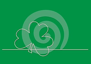 One line drawing of isolated vector object - four leaf clover