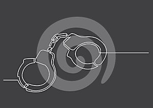 One line drawing of isolated vector object - handcuffs