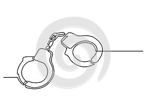 One line drawing of isolated vector object - handcuffs