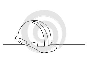 One line drawing of isolated vector object - hard hat