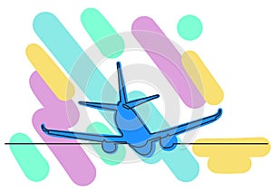One line drawing of isolated vector object - passenger airplane