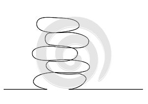 One line drawing of isolated vector object - rock balancing