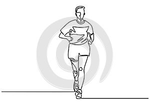 One line drawing of man running vector illustration minimalist design. Athlete concept single hand drawn