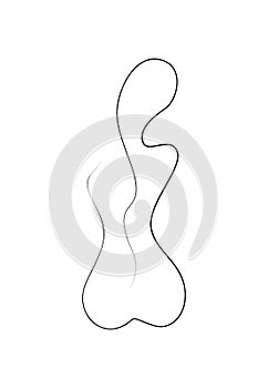 One Line Drawing Nude Female Body. Beauty Woman Back