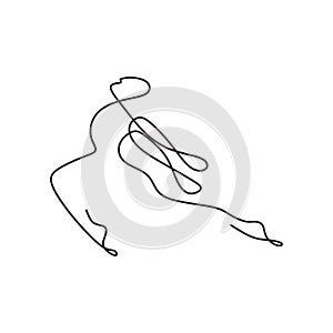 One line drawing person running, minimalism lineart. Continuous hand drawn human run and jump. Sport and spirit logo template icon