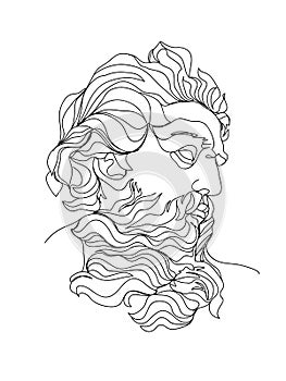 One line drawing sketch. Sculpture vector illustration. .Modern single line art, aesthetic contour.