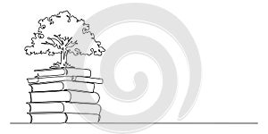 One line drawing of tree knowledge vector illustration