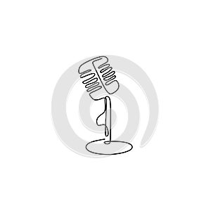 one line drawing wired microphone vector illustration minimalist design