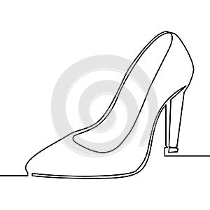 One line drawing of women high heel shoe vector
