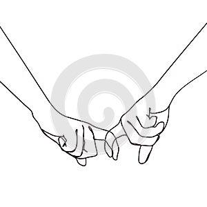 one line handrawn couple hand