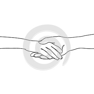 one line handrawn couple holding hands