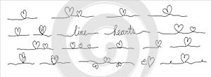 One line hearts vector collection, Love hearts illustration. Minimalist vector, valentines day. Hearts vector set