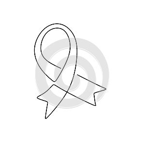 One line logo design of breast cancer charity badge ribbon. National Breast Cancer Awareness Month. Cancer ribbon and health