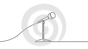 One line loudspeaker voting agitation. Notification mail continuous line art illustration sketch outline drawing vector photo