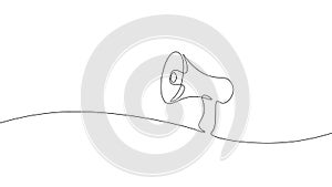 One line loudspeaker voting agitation. Notification mail continuous line art illustration sketch outline drawing vector photo