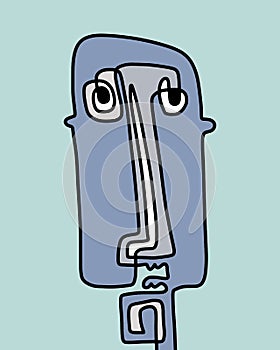 One-line man portrait abstract face contrast colorful cartoon style