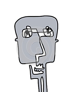 One-line man portrait abstract face contrast colorful cartoon style